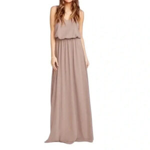 Show me your MuMu | Kendall maxi dress Taupe Low back slit elastic waist size XS